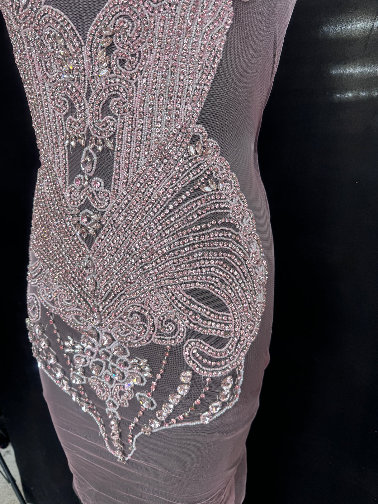 Baby Pink Rhinestone Bodice Applique