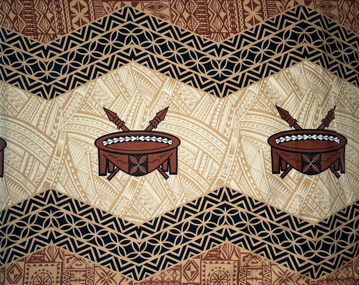Cotton Fabric Traditional Tonga Tattoo Kava Bowl Center