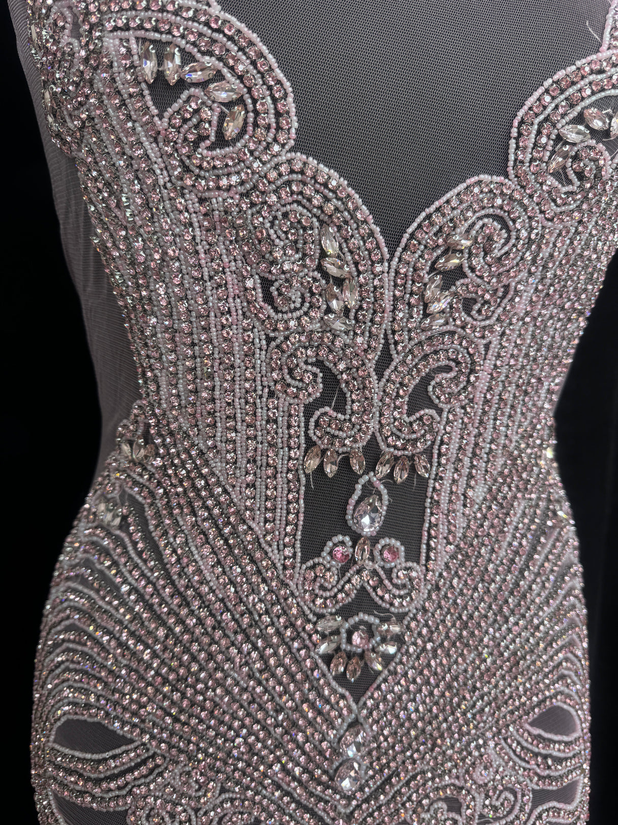 Baby Pink Rhinestone Bodice Applique