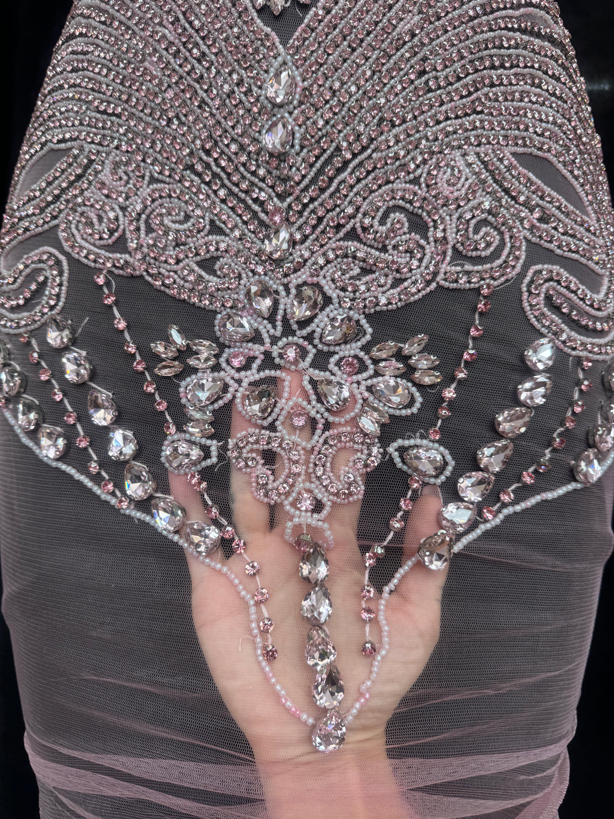 Baby Pink Rhinestone Bodice Applique