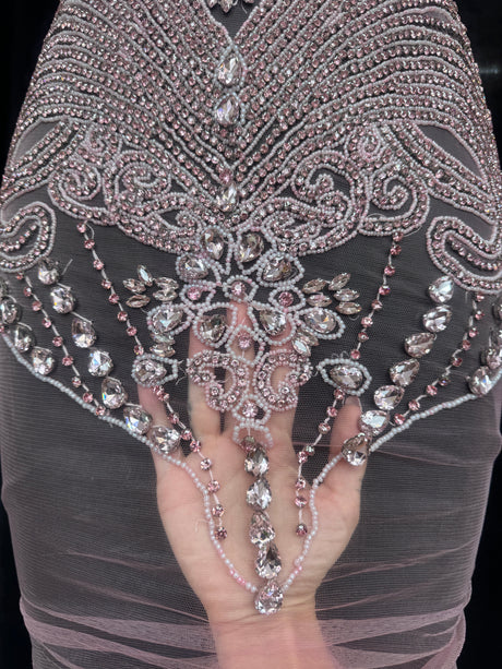 Baby Pink Rhinestone Bodice Applique