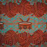 Monstera Double Border Cotton Fabric - Traditional Tongan Motifs, 36" X 45" (1 Yard)