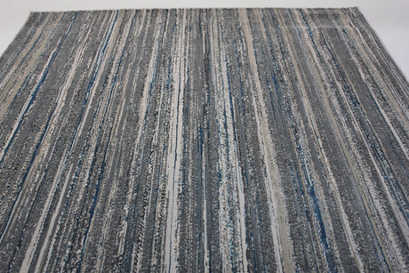 Shinny Shimmery Changing Lines Azure Blue Polyester Viscose Blend Area Rug Fabric - Changing Lines, Blue, 5' 3" X 7' 5" (1 Rug)