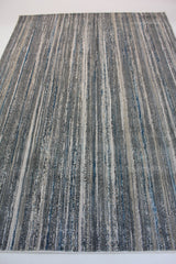 Shinny Shimmery Changing Lines Azure Blue Polyester Viscose Blend Area Rug Fabric - Changing Lines, Blue, 5' 3" X 7' 5" (1 Rug)