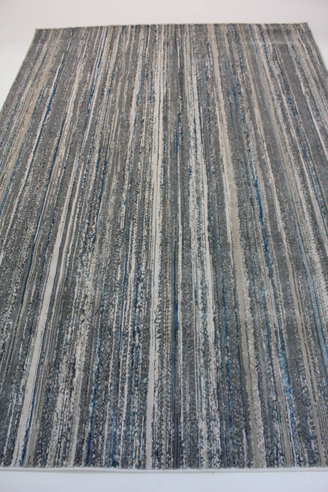 Shinny Shimmery Changing Lines Azure Blue Polyester Viscose Blend Area Rug Fabric - Changing Lines, Blue, 5' 3" X 7' 5" (1 Rug)