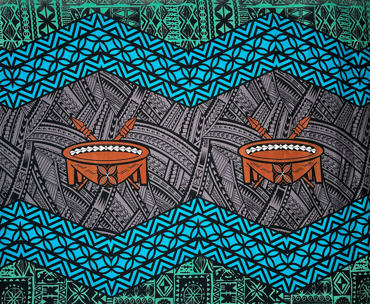 Cotton Fabric Traditional Tonga Tattoo Kava Bowl Center