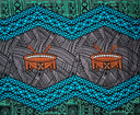 Traditional Tonga Tattoo Kava Bowl Center 100 Percent Cotton Fabric - Tattoo Border Print, 36" X 45" (1 Yard)
