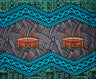 Traditional Tonga Tattoo Kava Bowl Center 100 Percent Cotton Fabric - Tattoo Border Print, 36" X 45" (1 Yard)