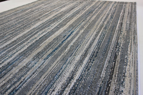 Shinny Shimmery Changing Lines Azure Blue Polyester Viscose Blend Area Rug Fabric - Changing Lines, Blue, 5' 3" X 7' 5" (1 Rug)