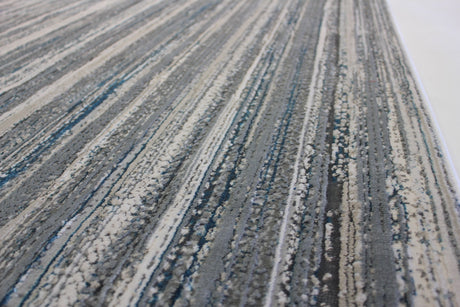 Shinny Shimmery Changing Lines Azure Blue Polyester Viscose Blend Area Rug Fabric - Changing Lines, Blue, 5' 3" X 7' 5" (1 Rug)