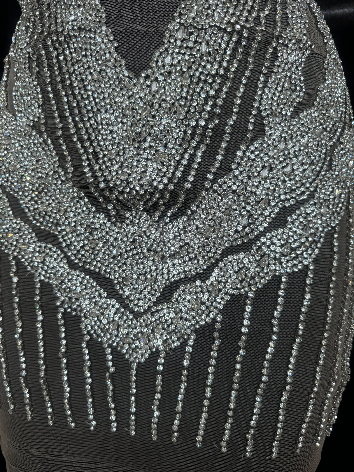 Silver Rhinestone Bodice Applique