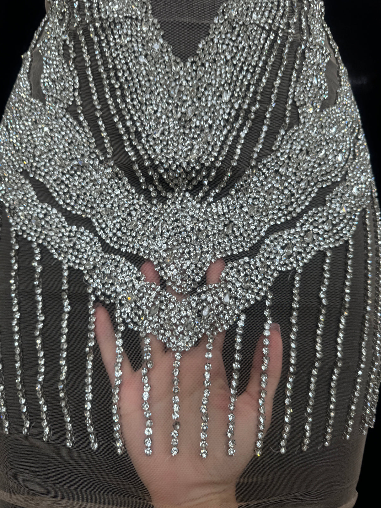 Silver Rhinestone Bodice Applique
