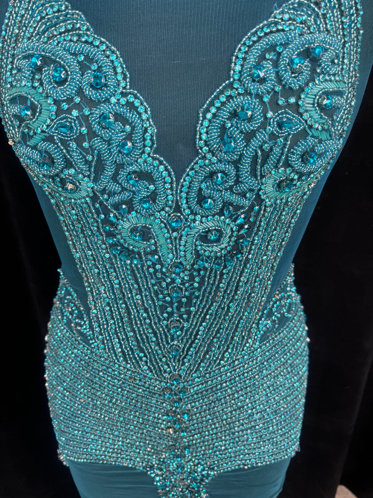 Turquoise Rhinestone Bodice Applique
