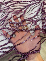 Beaded Sequin Lace on Mesh Lavender