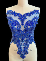 Royal Blue Rhinestone Bodice Applique
