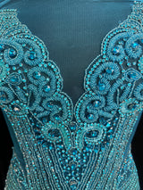 Turquoise Rhinestone Bodice Applique