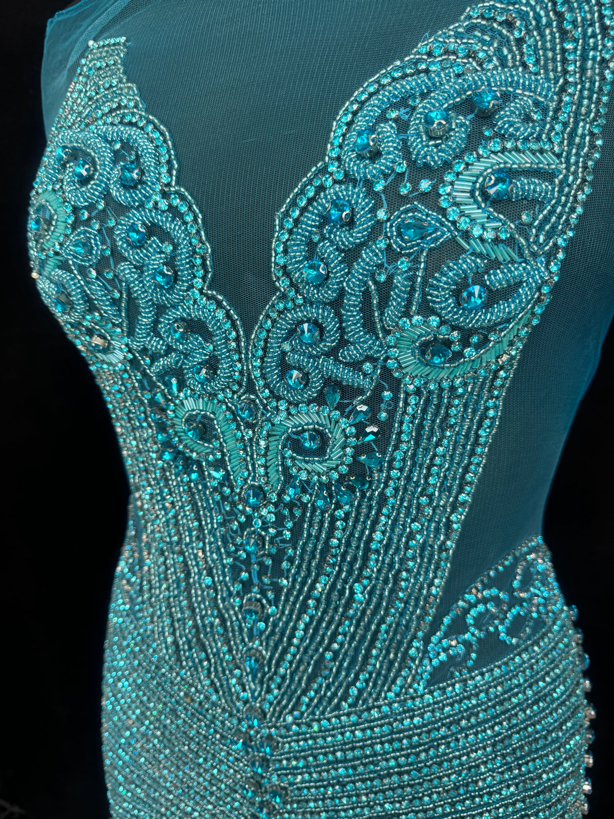 Turquoise Rhinestone Bodice Applique