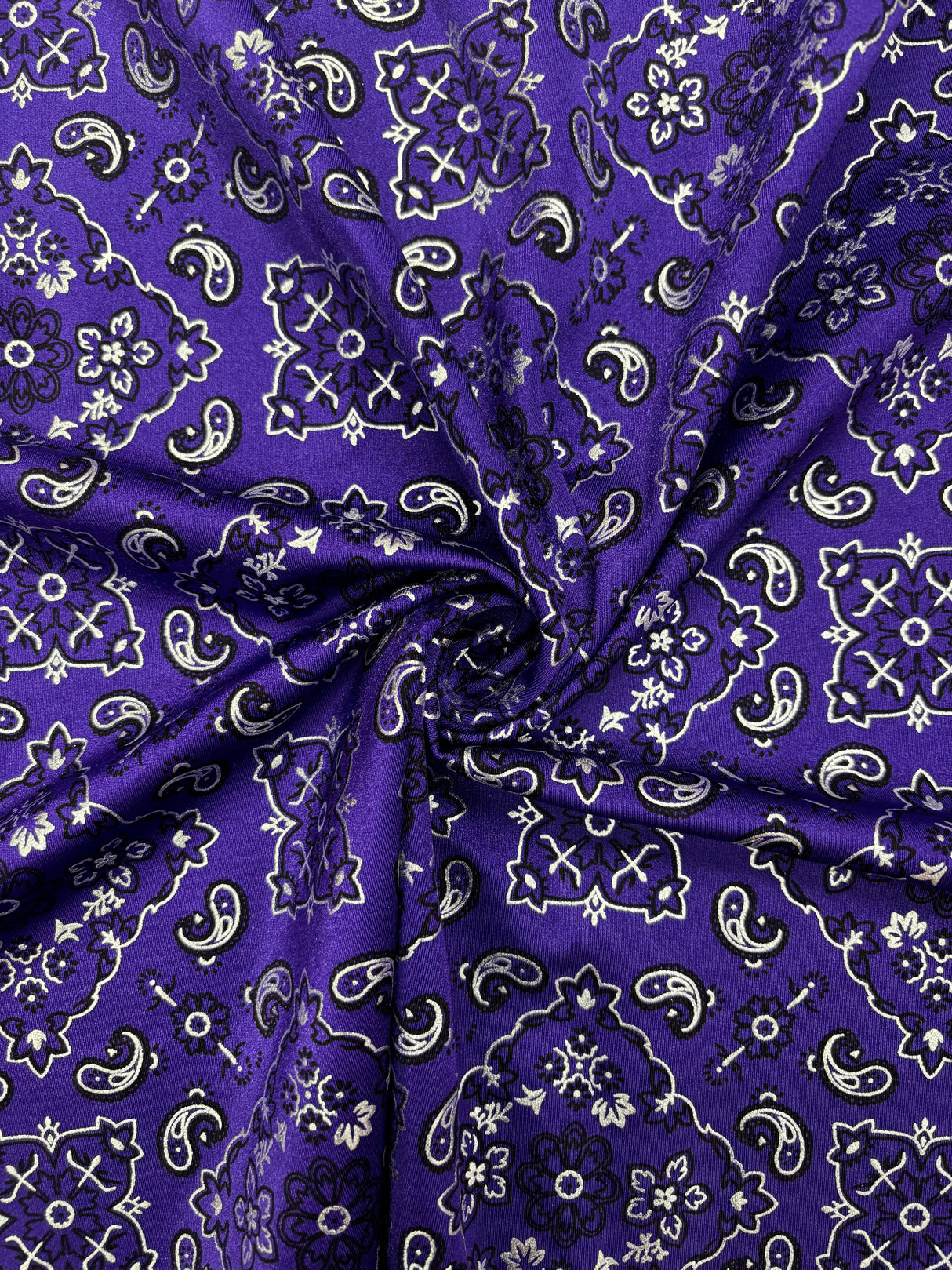 Purple Paisley Spandex Fabric - Purple Paisley, 58"/60" Width (1 Yard)