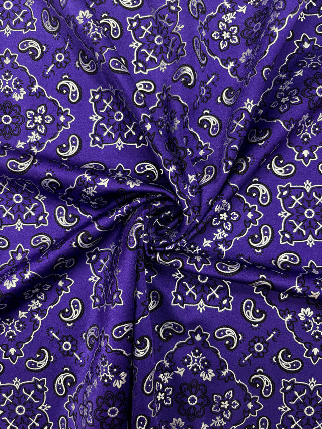 Purple Paisley Spandex Fabric - Purple Paisley, 58"/60" Width (1 Yard)