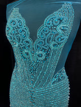 Turquoise Rhinestone Bodice Applique
