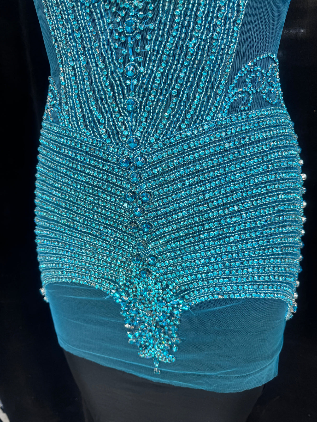 Turquoise Rhinestone Bodice Applique