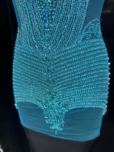 Turquoise Rhinestone Bodice Applique