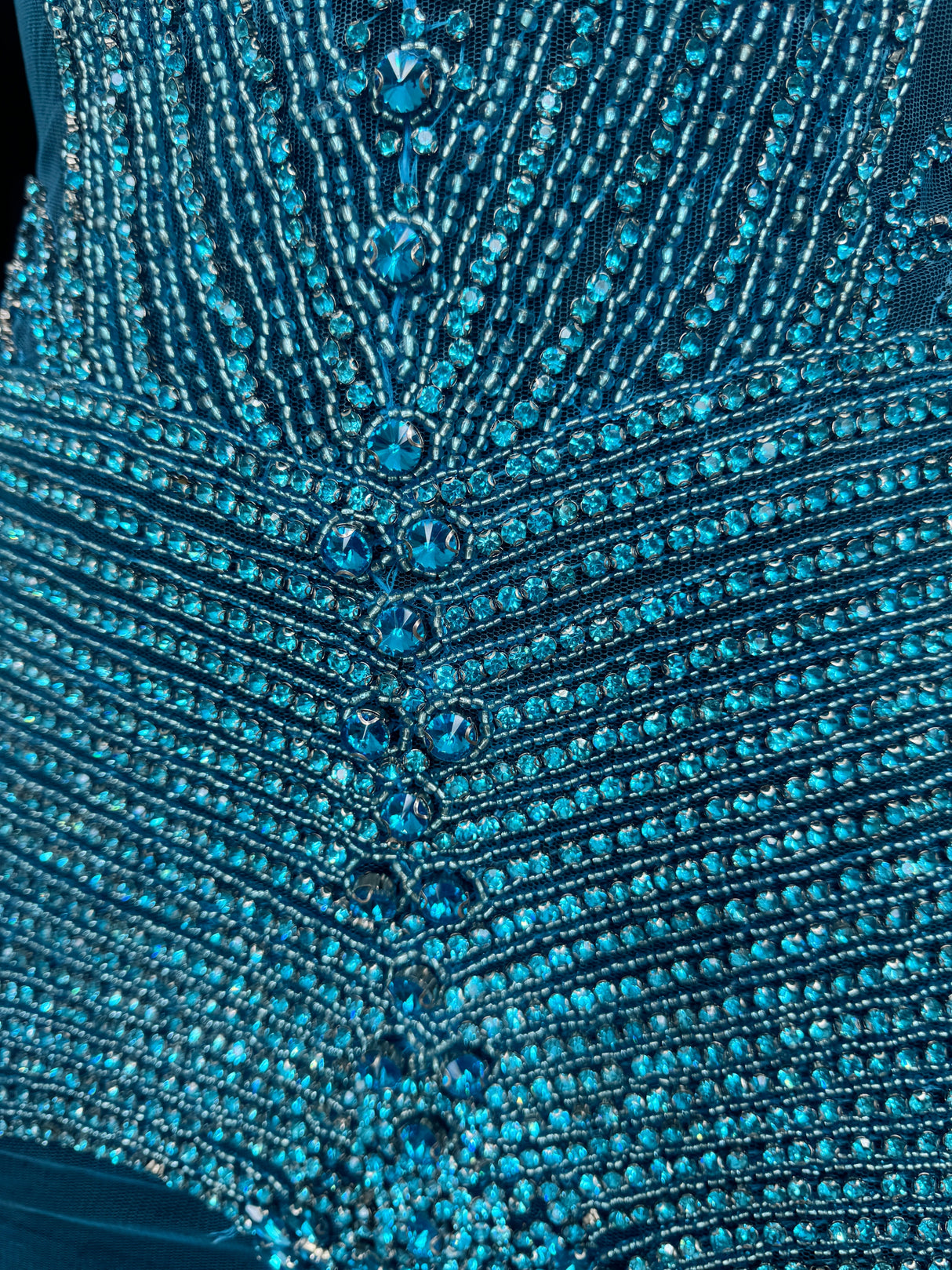 Turquoise Rhinestone Bodice Applique