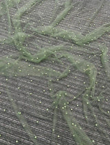 Pearl Beaded Tulle Mesh in Light Green
