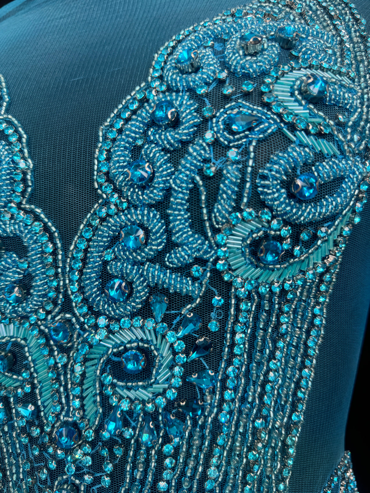 Turquoise Rhinestone Bodice Applique
