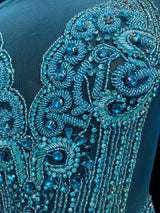 Turquoise Rhinestone Bodice Applique