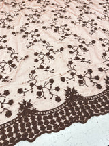 Brown Floral Embroidered Lace