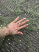 Pearl Beaded Tulle Mesh in Light Green