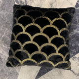 Golden Faux Fur Glow Fluffy Pillow Polyester Fabric - Black Moon With Gold Foil, 20" X 20" (1 Pillow)