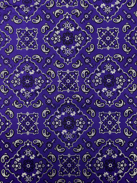 Purple Paisley Spandex Fabric - Purple Paisley, 58"/60" Width (1 Yard)