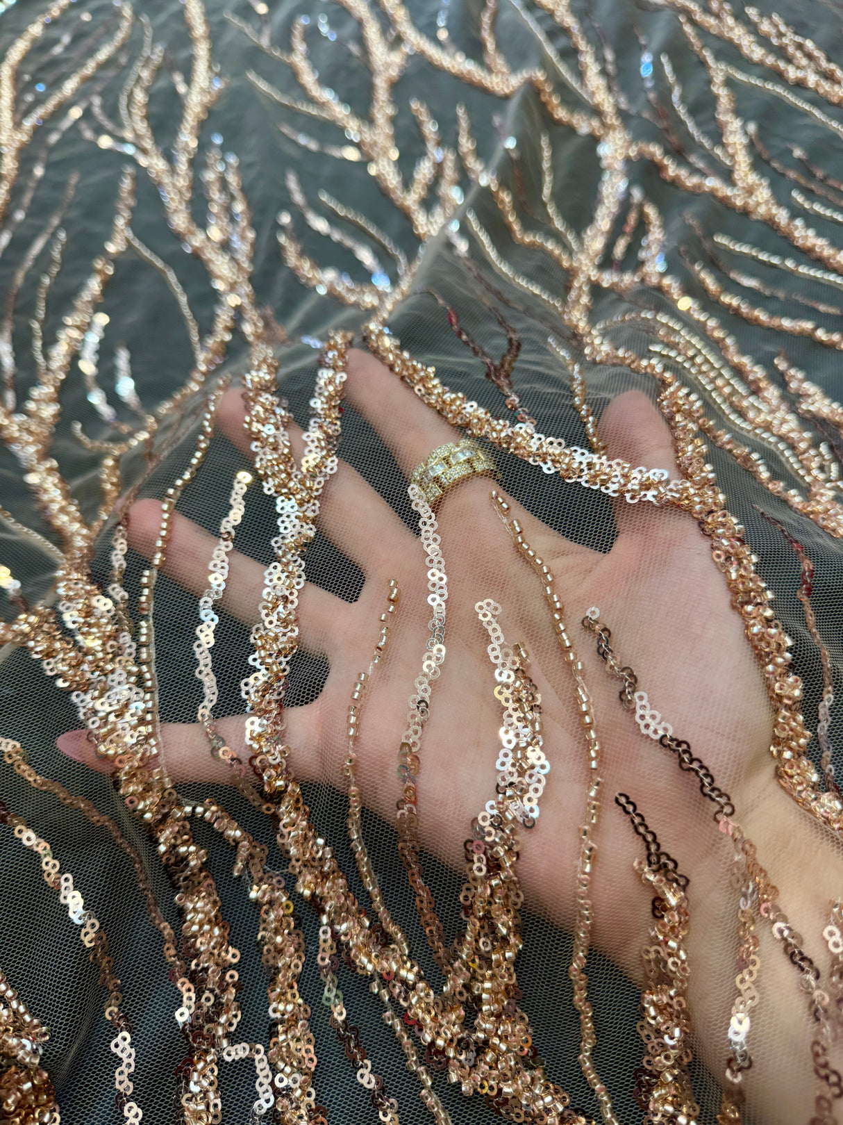 Beaded Sequin Lace on Mesh