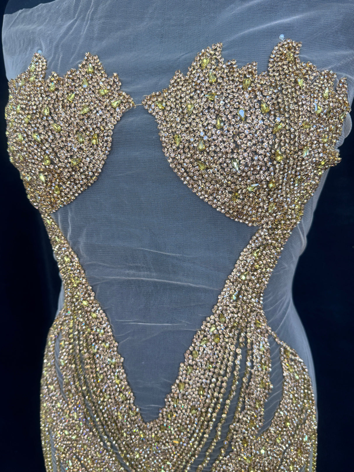 Gold Rhinestone Bodice Applique