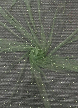 Pearl Beaded Tulle Mesh in Light Green