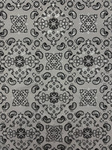 White Paisley Polyester Spandex Fabric - White Paisley Print, 58"/60" Width (1 Yard)