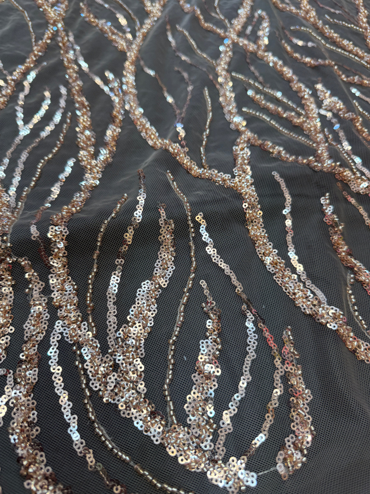Beaded Sequin Lace on Mesh