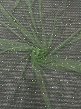 Pearl Beaded Tulle Mesh in Light Green