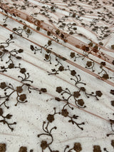 Brown Floral Embroidered Lace