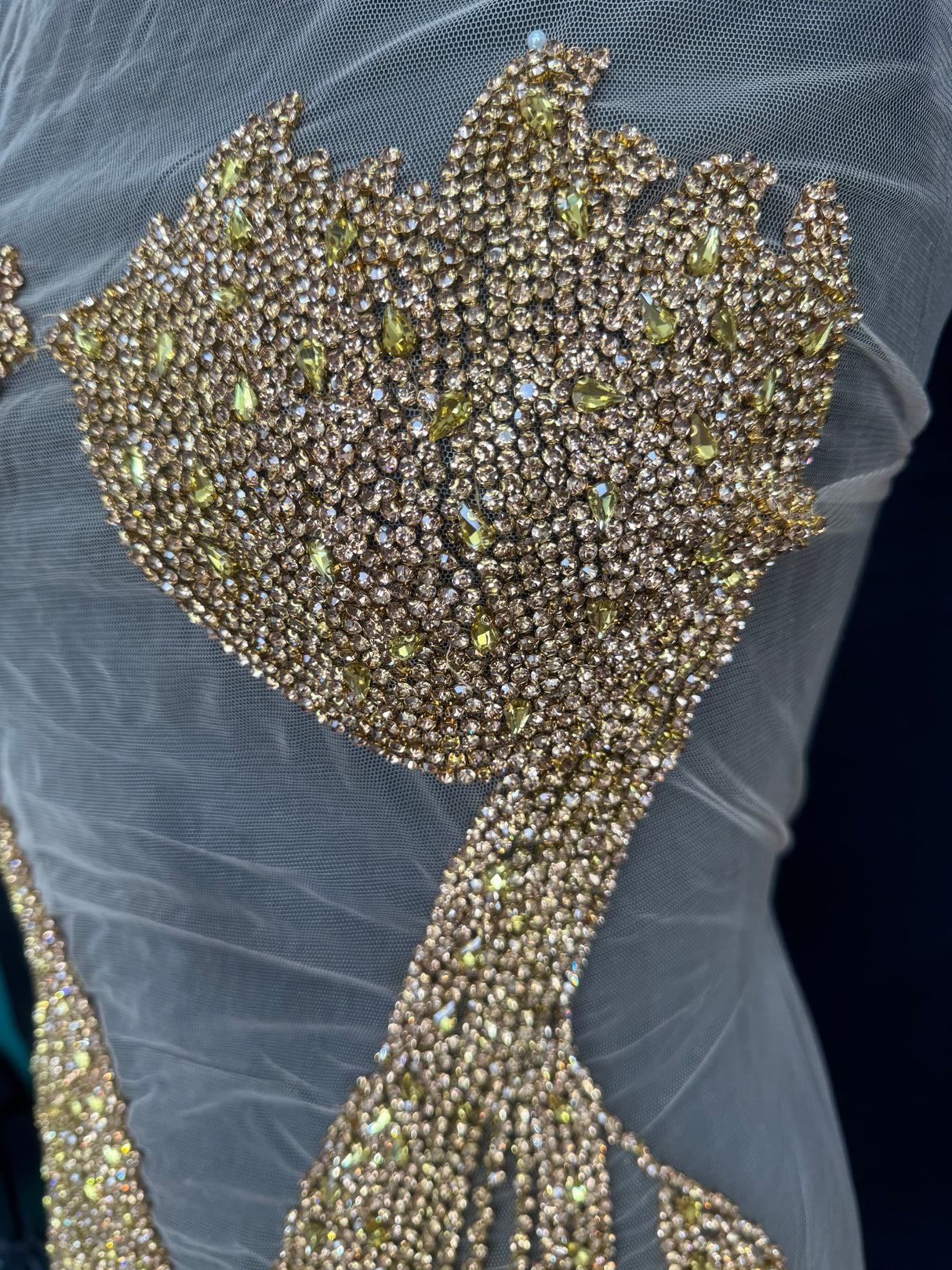 Gold Rhinestone Bodice Applique