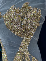 Gold Rhinestone Bodice Applique