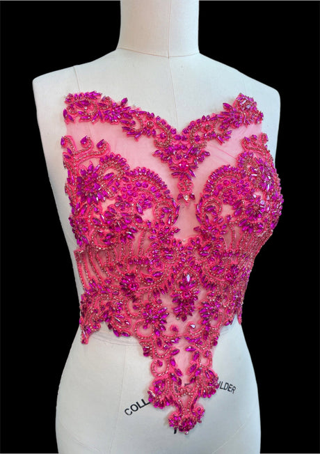 Rhinestone Bodice Applique Fuchsia