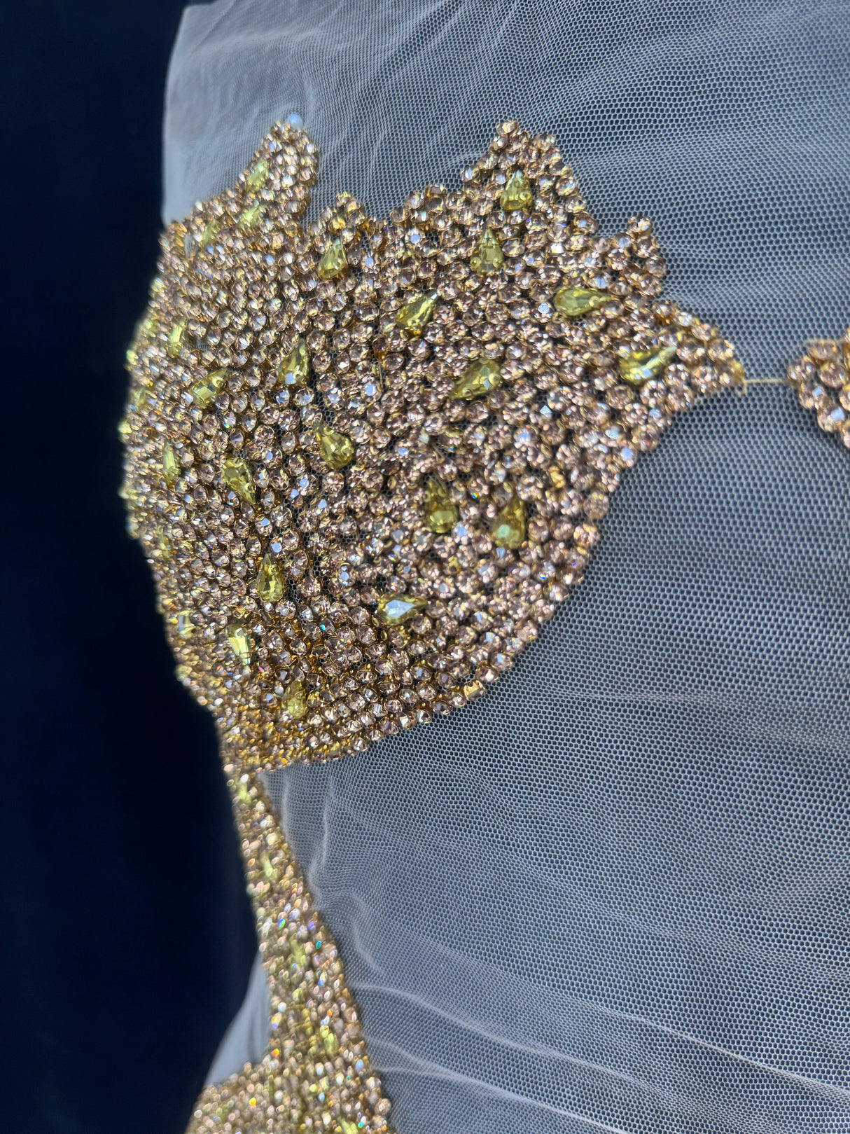 Gold Rhinestone Bodice Applique