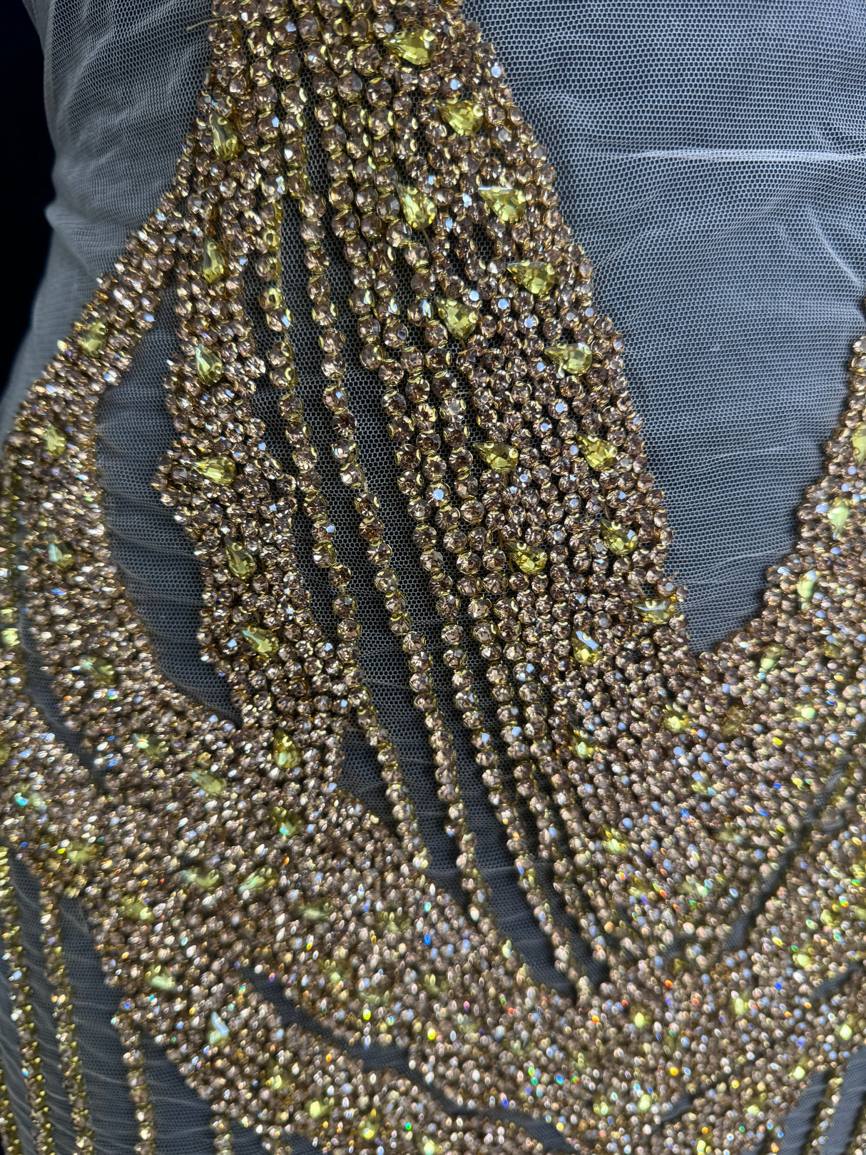 Gold Rhinestone Bodice Applique