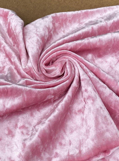 Stretch Crushed Velvet Baby Pink