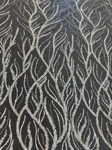 Beaded Sequin Lace on Mesh Silver