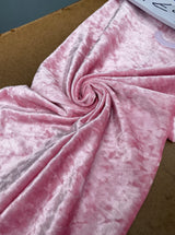 Stretch Crushed Velvet Baby Pink