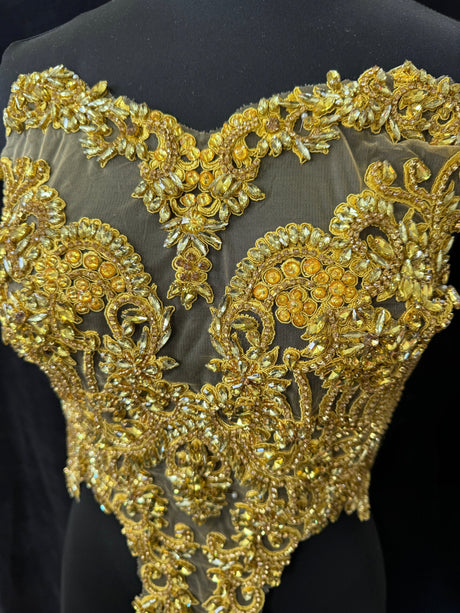 Gold Rhinestone Bodice Applique